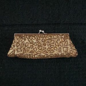 Gold beaded evening purse